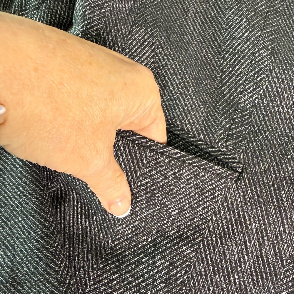 Calvin Klein Women's Herringbone Blazer, Sz 6, Gray Single Button Notched Lapel - Picture 7 of 16